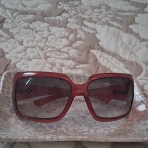 GUCCI Vintage Red Sunglasses with Gold Accents